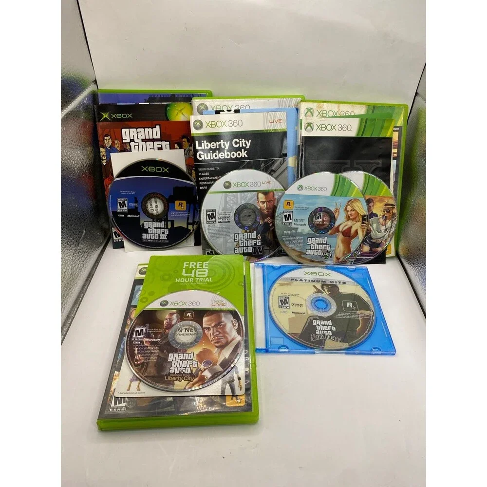Grand Theft Auto Xbox Collection 3,4,5, San Andreas + liberty City - 5 game lot